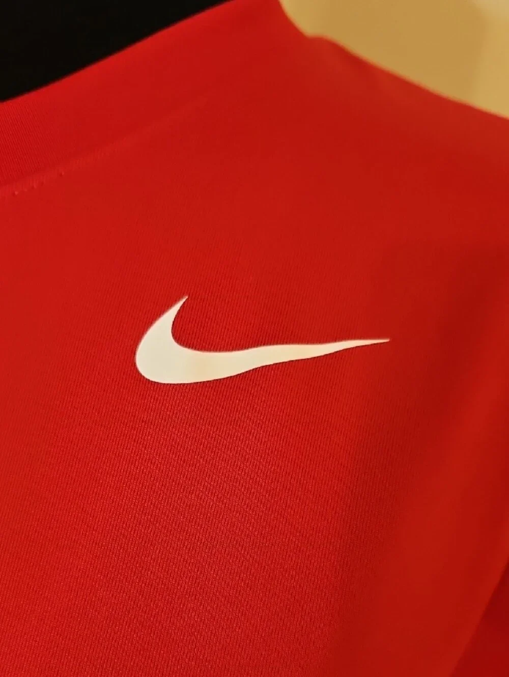 Nike Red Short Sleeve Performance Tee with White Swoosh